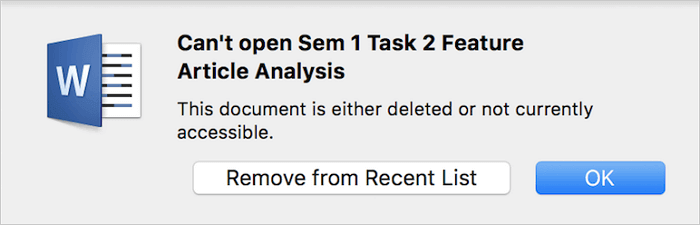 Document Word supprimé ou corrompu sur Mac