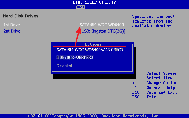 Changer l'ordre de démarrage du BIOS après le clonage IDE vers SATA