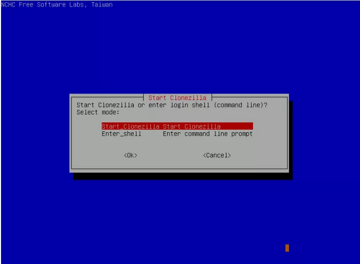 démarrer clonezilla