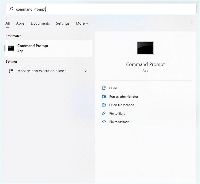 ouvrir l'invite de commande