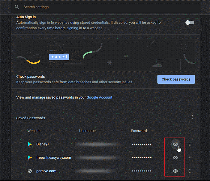 afficher les mots de passe enregistrés sur chrome