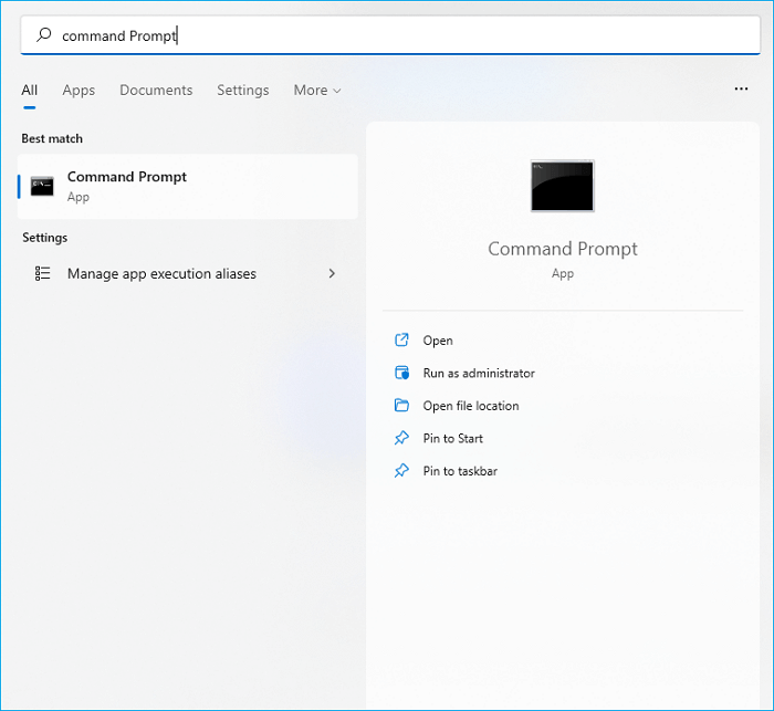 ouvrir l'invite de commande