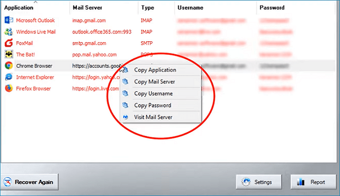 trouver le mot de passe Windows Live Mail avec la récupération du mot de passe de messagerie