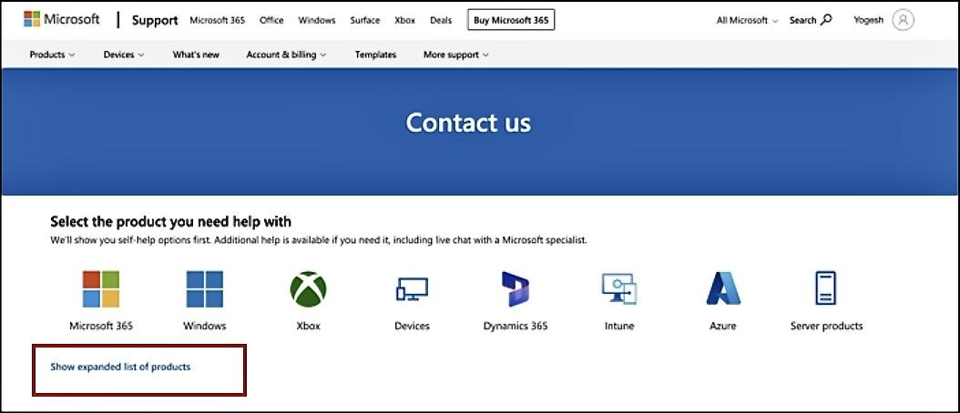 sélectionner un produit pour le support Microsoft