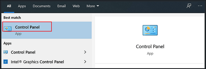 ouverture du panneau de commande