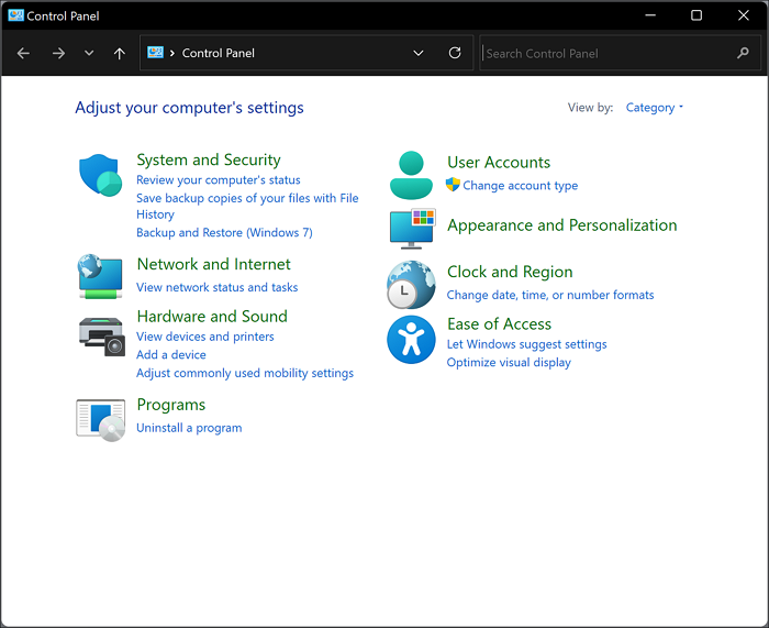 ouverture réseau et internet depuis le panneau de contrôle