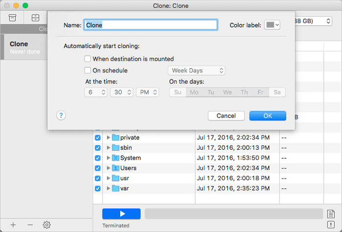 Configurer les propriétés de clonage de disque