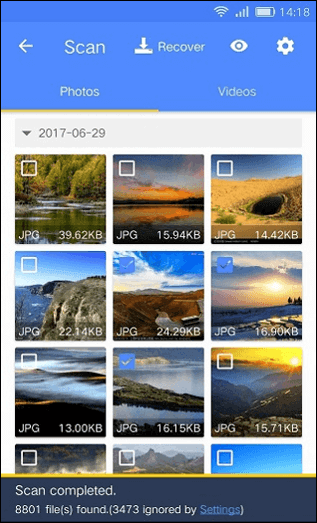 Récupérer des photos et des vidéos supprimées d'Android sans ordinateur - Trouver des fichiers