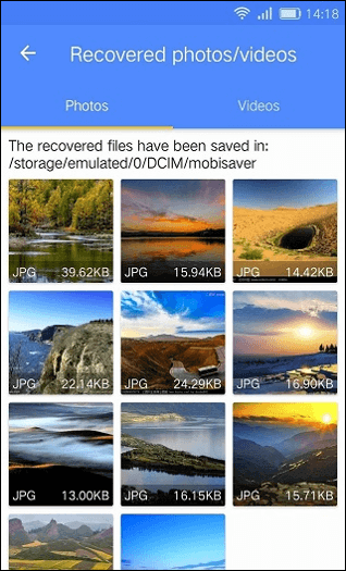 Récupérer des photos et des vidéos supprimées d'Android sans ordinateur - Sélectionnez les fichiers à récupérer