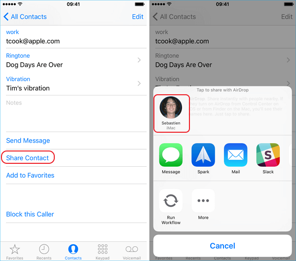 Comment transférer les contacts de l'iPhone vers le Mac avec AirDrop