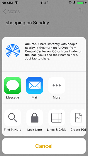synchroniser les notes d'iphone vers mac en utilisant airdrop