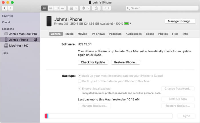 Comment sauvegarder iPhone sur Mac via Finder