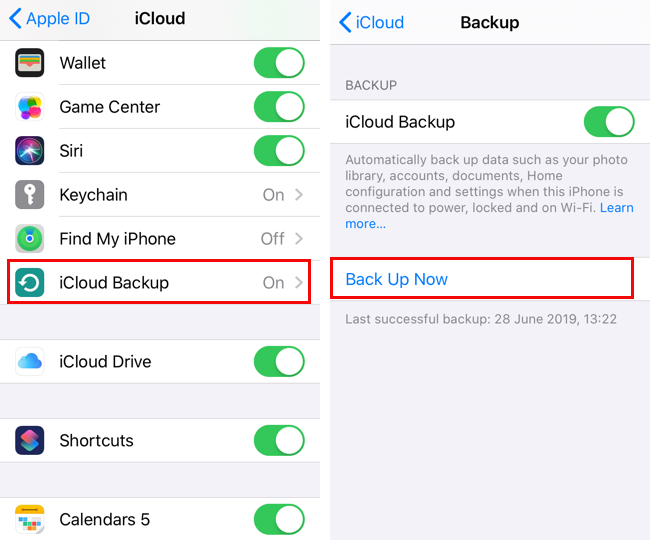 Sauvegarde de l'iPhone avec iCloud