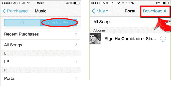 Transférer de la musique d'iCloud vers l'iPhone via iTunes Store
