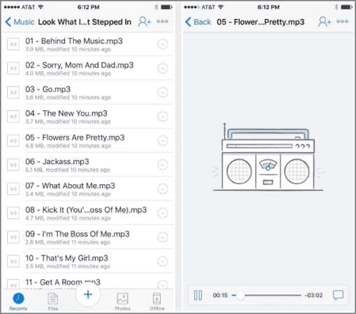 Lecteur de musique Dropbox
