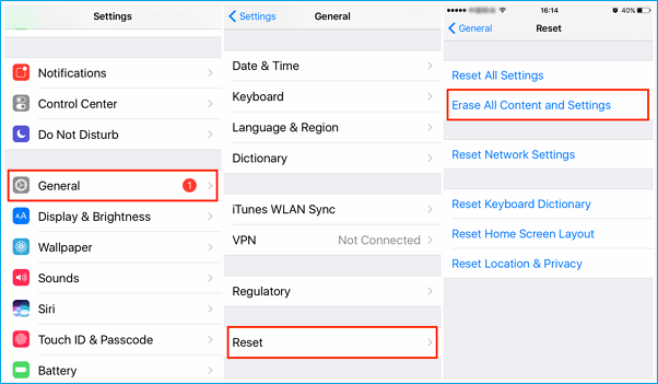 Effacer tout le contenu et les réglages de l'iPhone