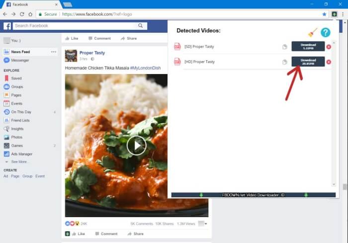 Télécharger des vidéos Facebook avec une extension