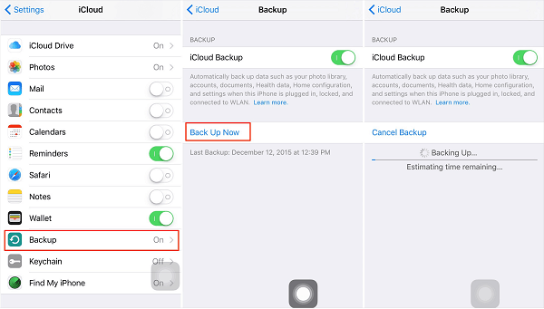 Sauvegarder l'iPad avec iCloud