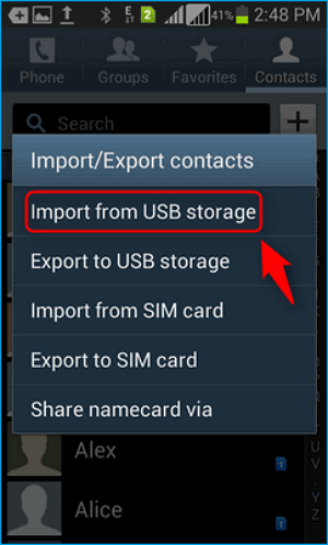 Importer du stockage USB 