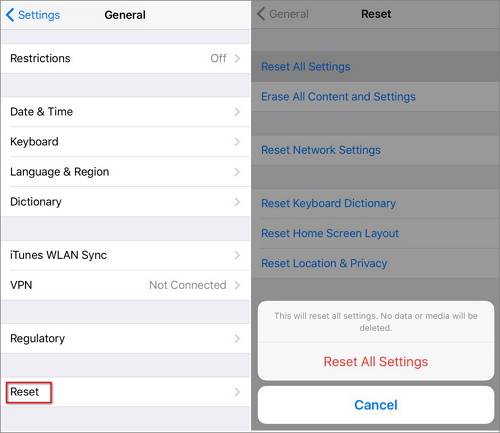 Réinitialiser tous les paramètres de l'iPhone