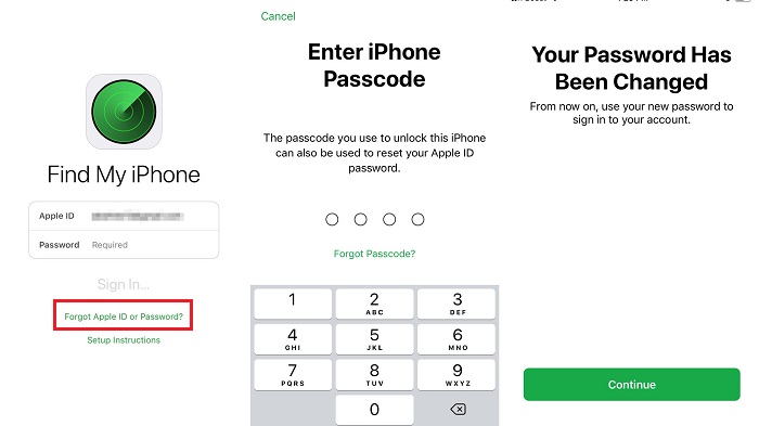 Réinitialiser le mot de passe de l'Apple ID via localiser mon iphone