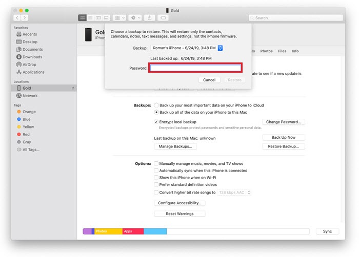 Restaurer l'iPhone via iTunes