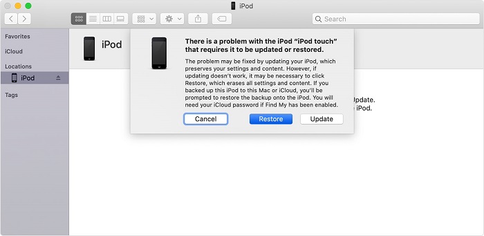 Restaurer l'iPod à partir d'iTunes