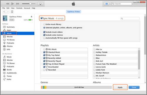 synchroniser la musique avec l'ipad