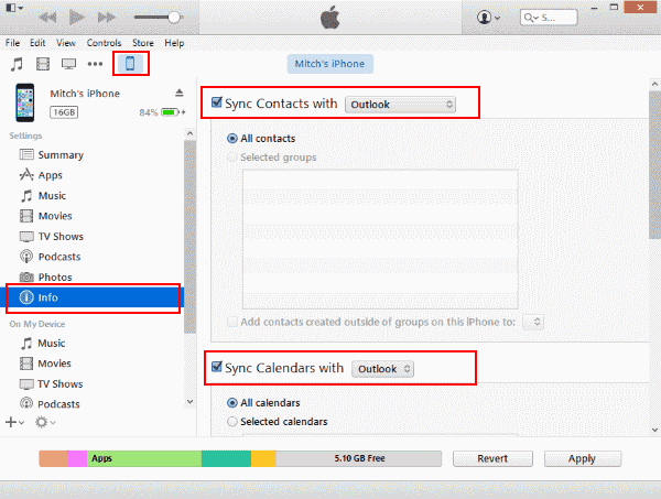 Importer les contacts Outlook vers iPhone via iTunes