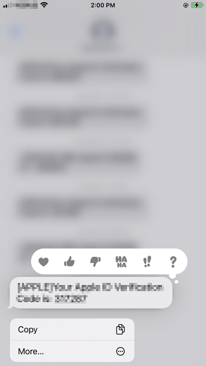 Sélectionnez l'un des textes de la conversation
