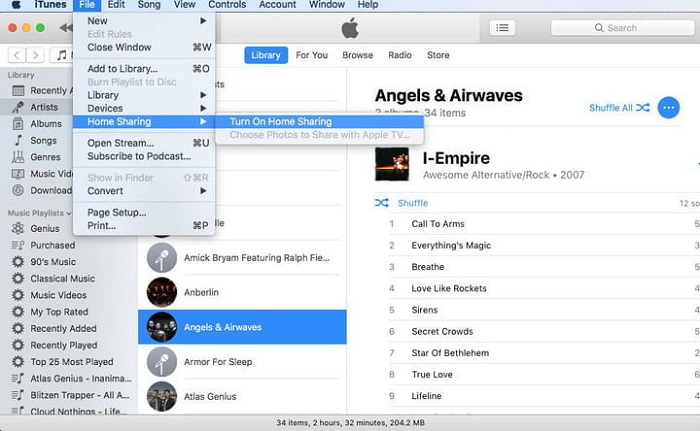 Activez Partage à domicile sur iTunes