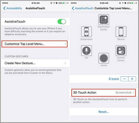 utiliser le toucher 3D pour faire une capture d'écran