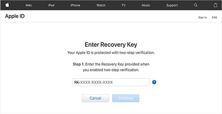 Utiliser la clé de récupération pour déverrouiller le compte iCloud