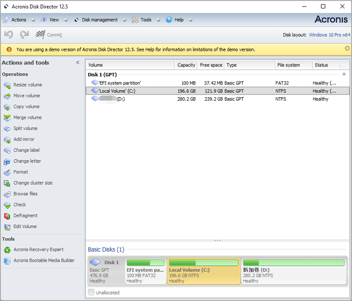 directeur de disque acronis - gestionnaire de partition gratuit windows 10