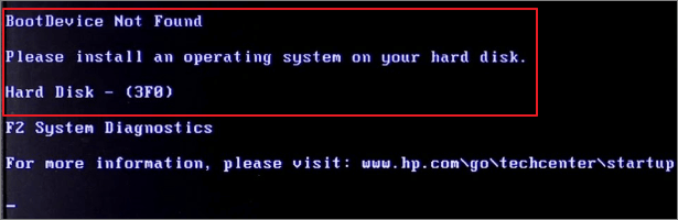 périphérique d'amorçage introuvable 