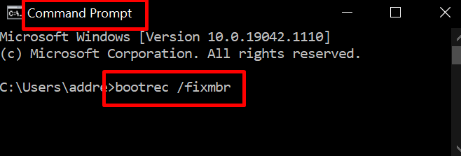 Entrez la commande de réparation
