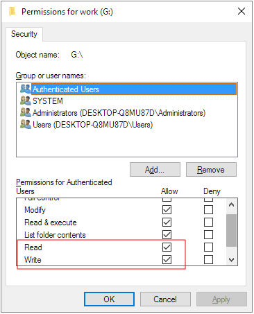 Modifier l'autorisation de lecture seule dans les propriétés de Windows