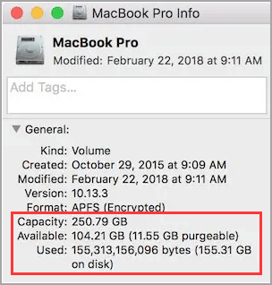 vérifier le lecteur de disque de Get Info
