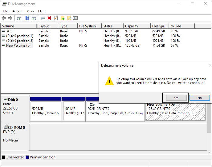 Sélectionnez Oui pour confirmer