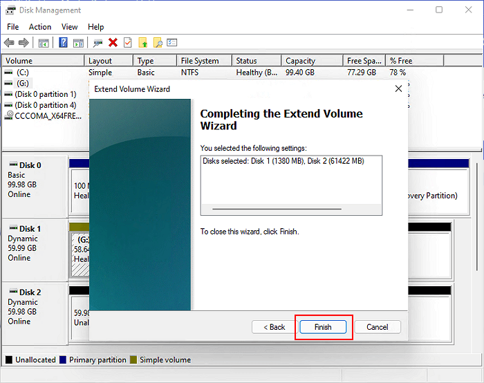 Terminer l'extension d'une partition avec de l'espace non alloué sur un second lecteur
