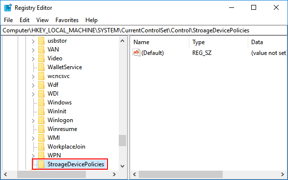 Créer une nouvelle clé dans le registre pour retirer la protection en écriture