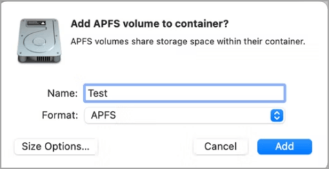 créer un volume sur mac