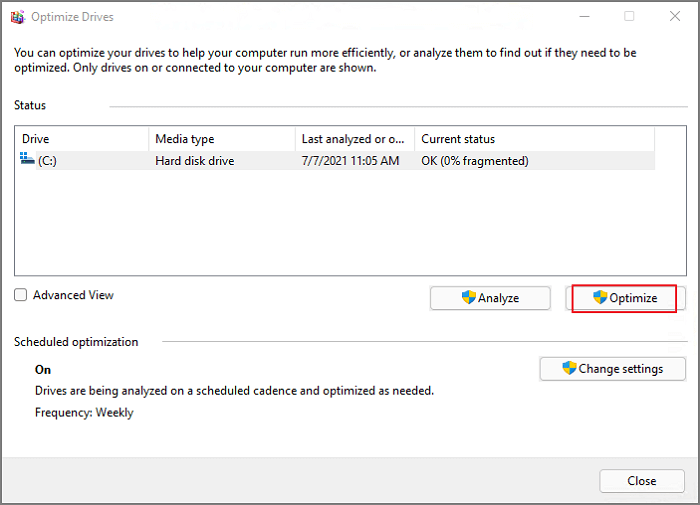 défragmenter pour optimiser