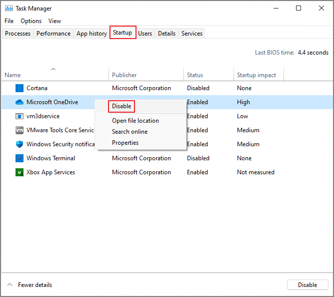 désactiver les programmes de démarrage