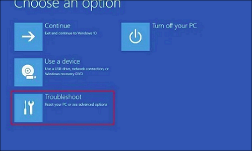 sélectionnez 'troubleshoot