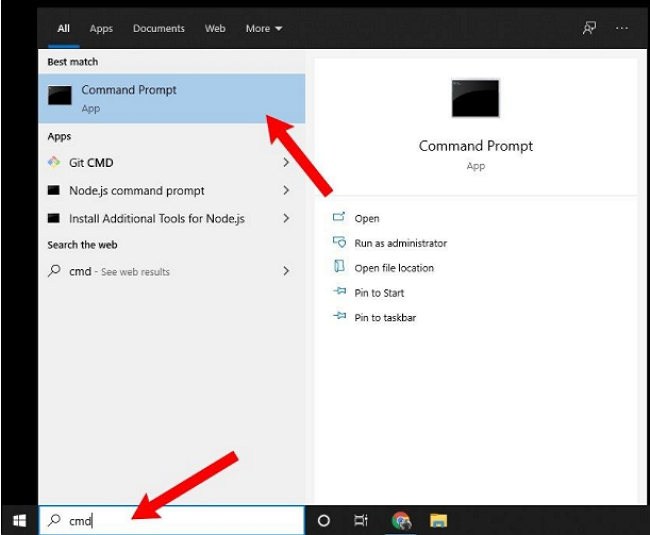 ouvrir l'invite de commande