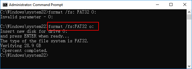Formatez le disque USB en FAT32 via CMD.