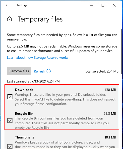 Cochez pour supprimer et libérer le disque