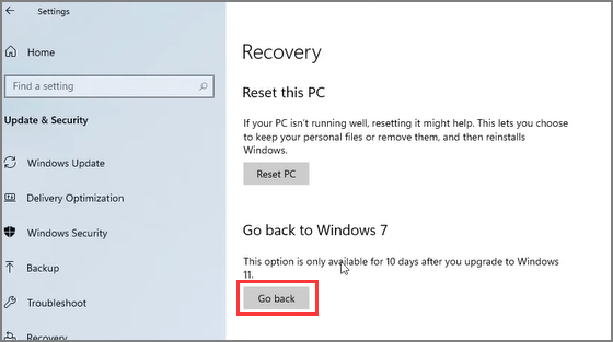 revenir à windows 7