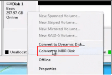 gestion du disque converti gpt en mbr